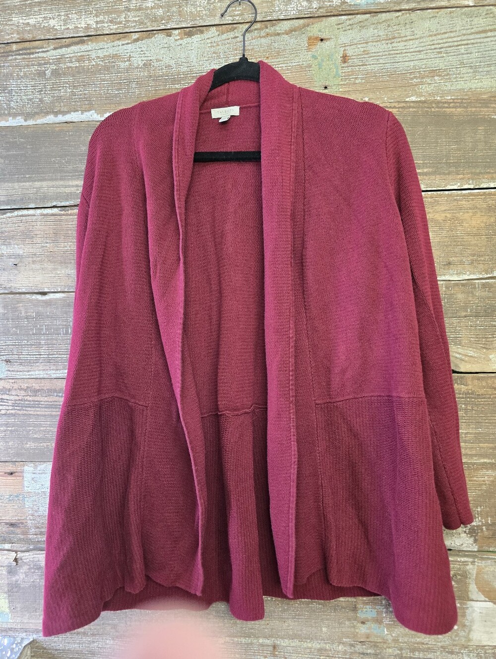 Talbots Women's Open-Front Shawl Collar Cardigan Sweater - Berry, Size 1X